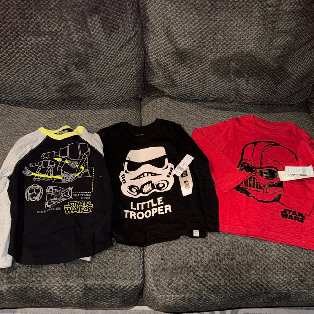 Lot of 3 Star Wars‎ shirts. Size 5. 2 gap NWT